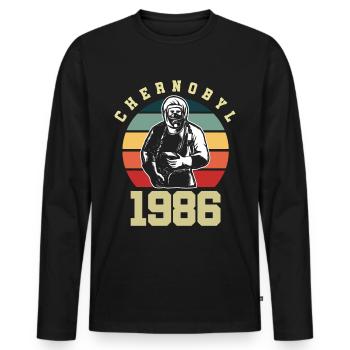 Protection de l'environnement de la centrale nucléaire de Tchernobyl - T-shirt manches longues Premium bio Homme - noir - Devant - Nico (187cm)