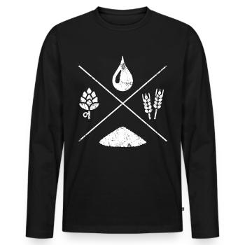Cadeau houblon bière - T-shirt manches longues Premium bio Homme - noir - Devant - Nico (187cm)