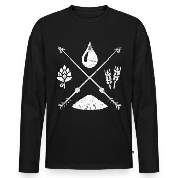 Bier Genuss Hopfen Alkohol Geschenkidee - Männer Premium Bio Langarmshirt - Schwarz - Vorne - Nico (187cm)
