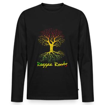 Racines reggae - T-shirt manches longues Premium bio Homme - noir - Devant - Nico (187cm)