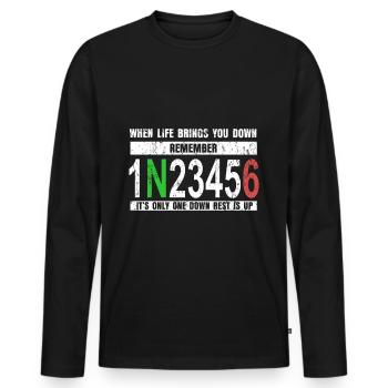 Motorcycle rider two-wheeled motor gift - Men's Premium Organic Long Sleeve Shirt - black - Front - Nico (187cm)