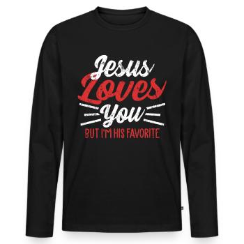 Jesus Liebe Gott Kirche Evangelisch Geschenk - Männer Premium Bio Langarmshirt - Schwarz - Vorne - Nico (187cm)