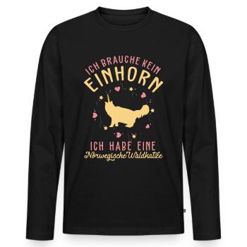 Norwegische Waldkatze Einhorn - Männer Premium Bio Langarmshirt - Schwarz - Vorne - Nico (187cm)