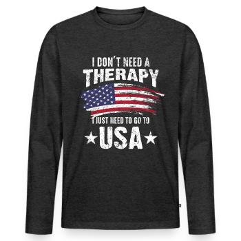 Cadeau drapeau de la nation USA - T-shirt manches longues Premium bio Homme - anthracite chiné - Devant - Nico (187cm)
