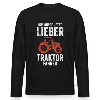 Traktor Ernte - Männer Premium Bio Langarmshirt - Schwarz - Vorne - Nico (187cm)