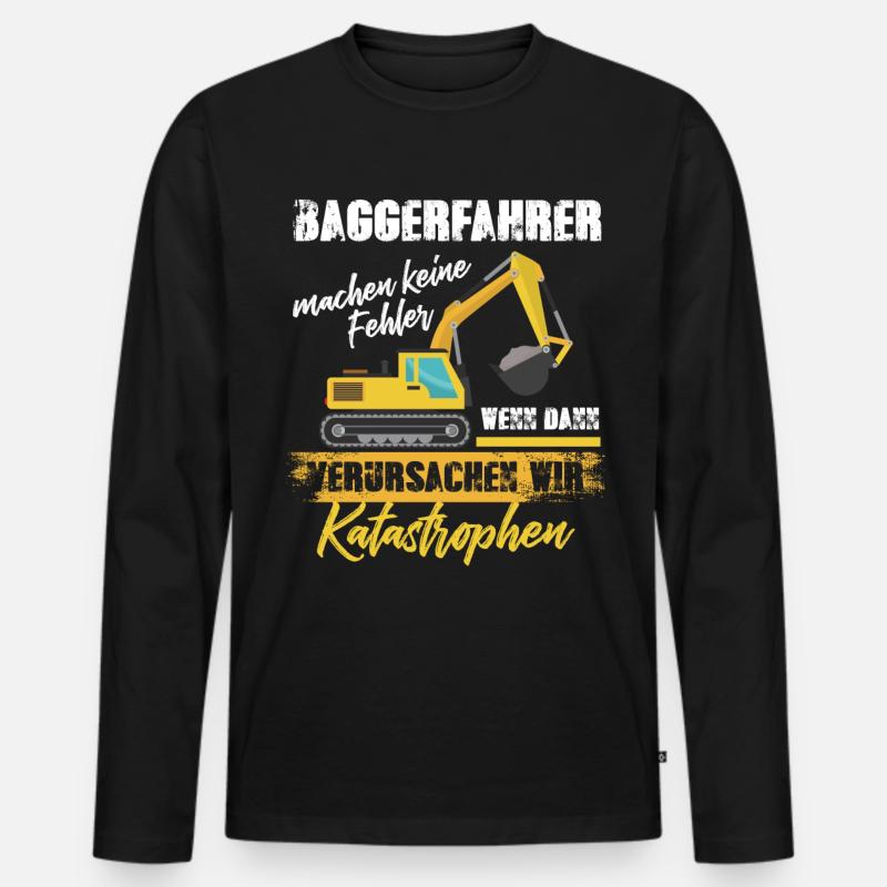 Bagger Graben - Männer Premium Bio Langarmshirt - Schwarz