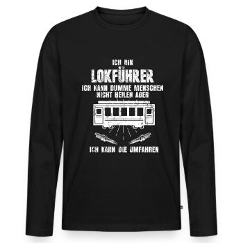 train - Men's Premium Organic Long Sleeve Shirt - black - Front - Nico (187cm)