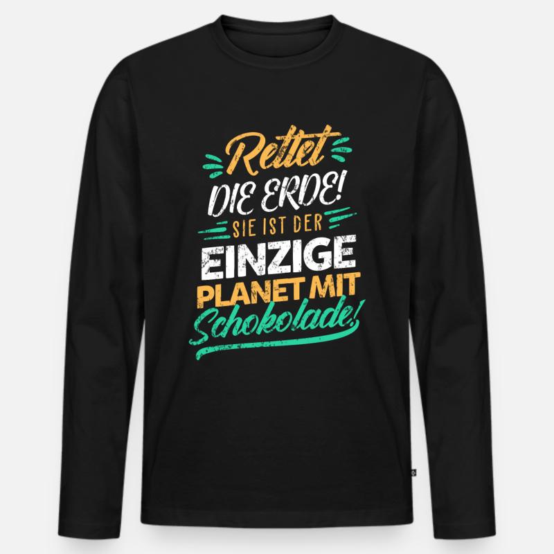 Schokolade Klimaschutz - Männer Premium Bio Langarmshirt - Schwarz