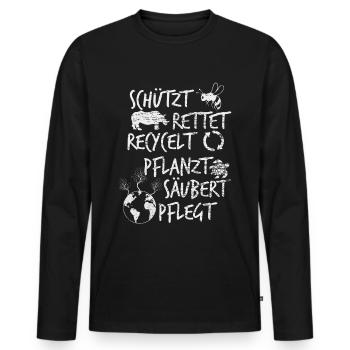 climate Protection - Men's Premium Organic Long Sleeve Shirt - black - Front - Nico (187cm)