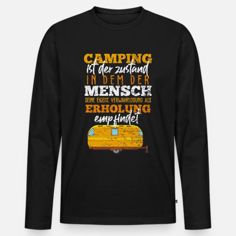 Camping - Männer Premium Bio Langarmshirt - Schwarz