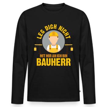 Maître d’ouvrage Construction - T-shirt manches longues Premium bio Homme - noir - Devant - Nico (187cm)