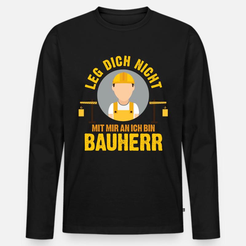 Bauherr Hausbau - Männer Premium Bio Langarmshirt - Schwarz