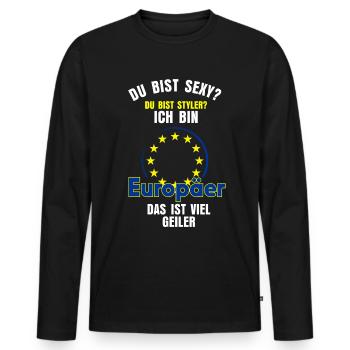 Europäer Europa - Männer Premium Bio Langarmshirt - Schwarz - Vorne - Nico (187cm)