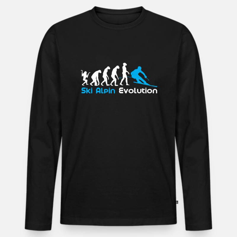 Evolution du ski alpin - T-shirt manches longues Premium bio Homme - noir