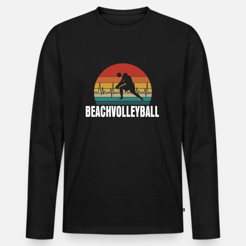 Beachvolleyball Herzschlag - Männer Premium Bio Langarmshirt - Schwarz