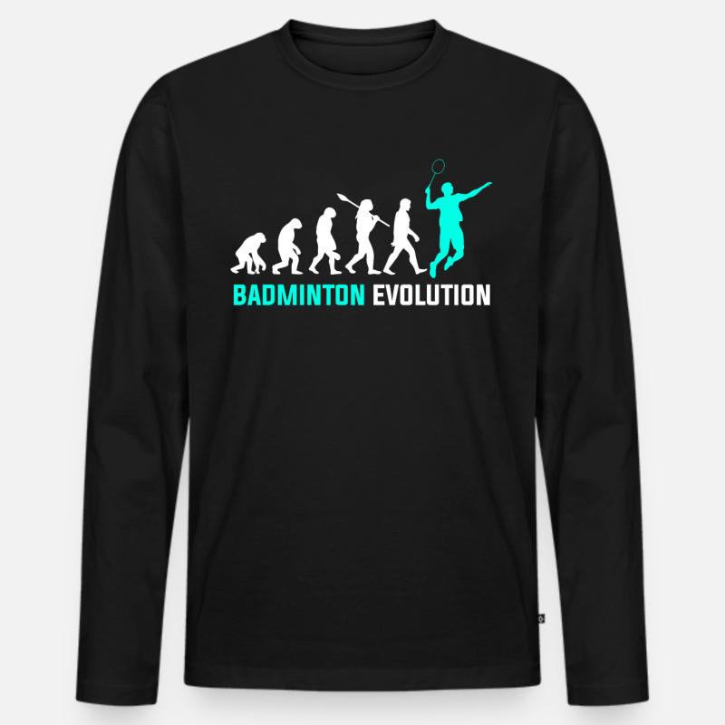 Badminton Evolution - Männer Premium Bio Langarmshirt - Schwarz