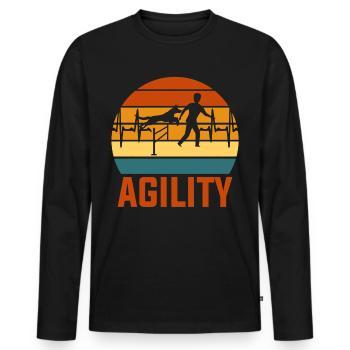 Agility Herzschlag - Männer Premium Bio Langarmshirt - Schwarz - Vorne - Nico (187cm)
