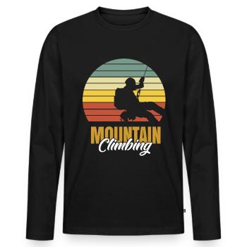 Mountain Climbing - Men's Premium Organic Long Sleeve Shirt - black - Front - Nico (187cm)