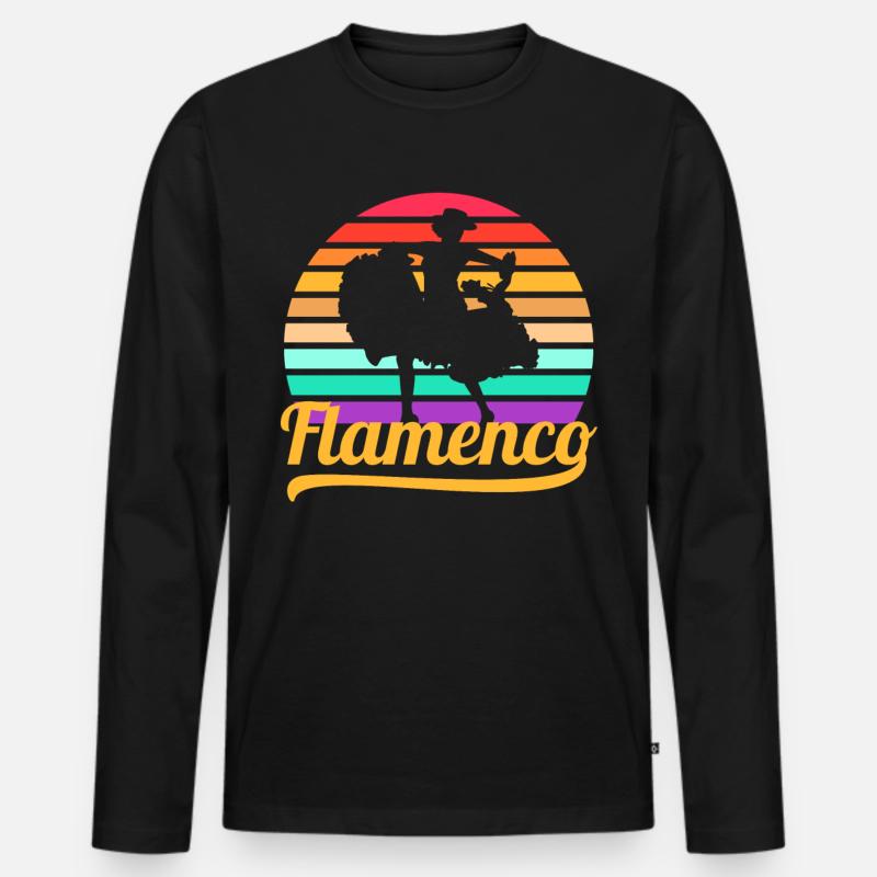 Flamenco - Männer Premium Bio Langarmshirt - Schwarz