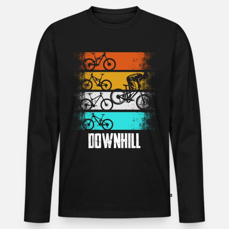 Downhill Retro - Männer Premium Bio Langarmshirt - Schwarz