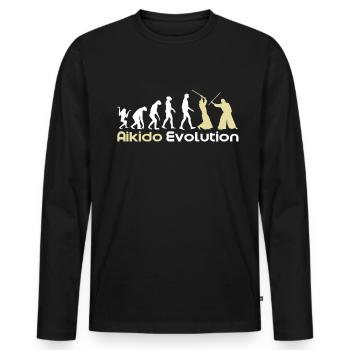 Evolution de l'Aïkido - T-shirt manches longues Premium bio Homme - noir - Devant - Nico (187cm)