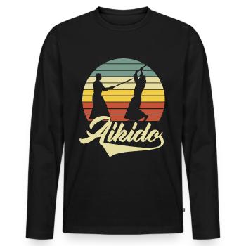 Aikido - Men's Premium Organic Long Sleeve Shirt - black - Front - Nico (187cm)