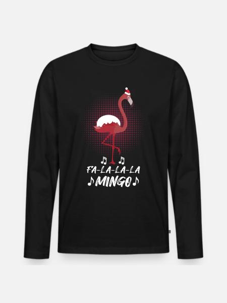 Christmas Flamingo Christ Child - Men's Premium Organic Long Sleeve Shirt - black