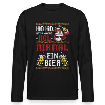 Weihnachten Bier Weihnachtsfeier - Männer Premium Bio Langarmshirt - Schwarz - Vorne - Nico (187cm)