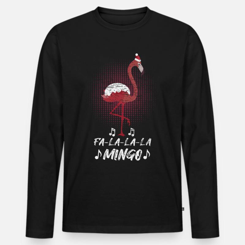 Weinachts Flamingo Weihnachtsfeier - Männer Premium Bio Langarmshirt - Schwarz