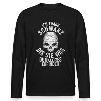 Totenschädel Grufti - Männer Premium Bio Langarmshirt - Schwarz - Vorne - Nico (187cm)