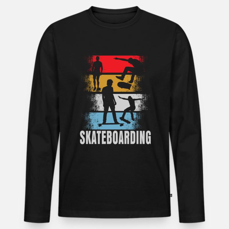 Skateboard Skate Retro Geschenk - Männer Premium Bio Langarmshirt - Schwarz