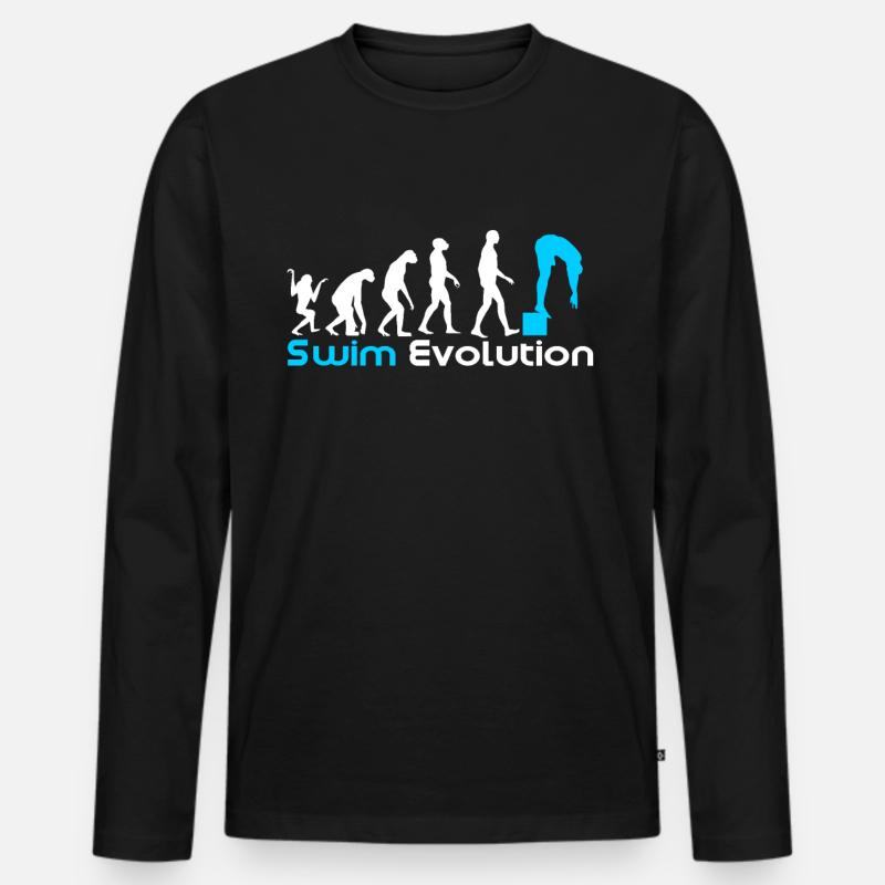 Schwimmen Evolution - Männer Premium Bio Langarmshirt - Schwarz