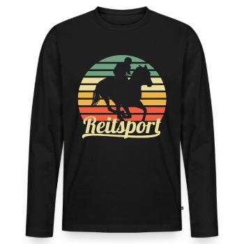 Reitsport Reitschule - Männer Premium Bio Langarmshirt - Schwarz - Vorne - Nico (187cm)