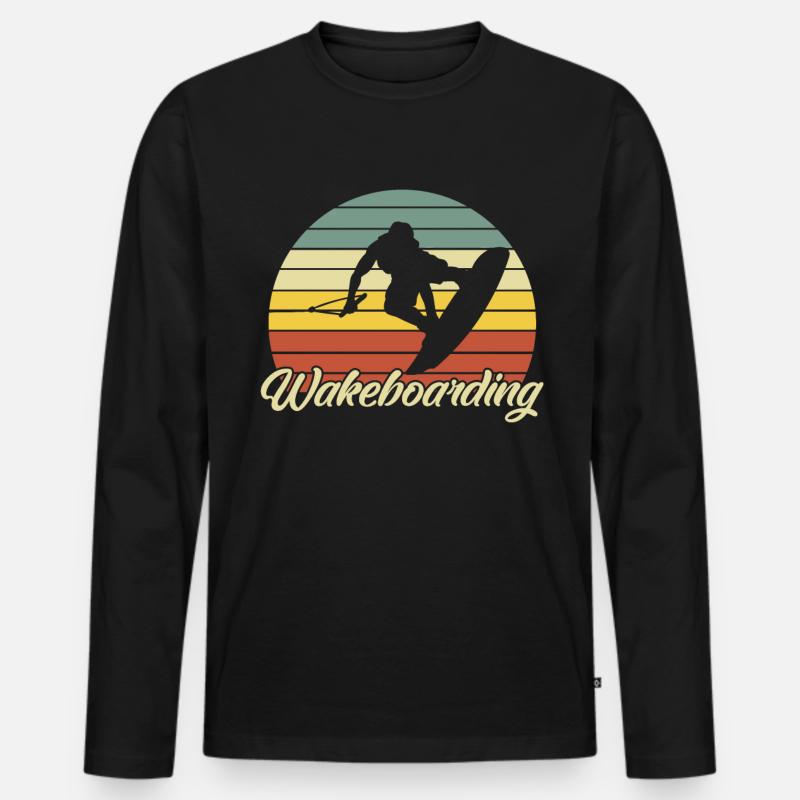 Wakeboard Geschenk - Männer Premium Bio Langarmshirt - Schwarz