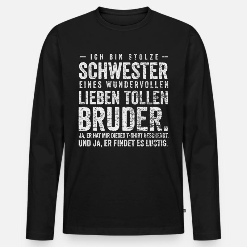 Stolze Schwester - Männer Premium Bio Langarmshirt - Schwarz