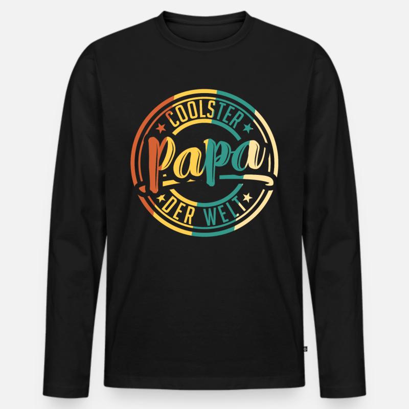 Papa Vater Retro Geschenk - Männer Premium Bio Langarmshirt - Schwarz