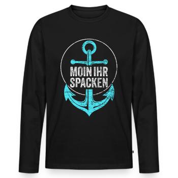 Moin Ihr Spacken - Männer Premium Bio Langarmshirt - Schwarz - Vorne - Nico (187cm)