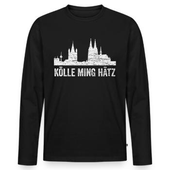 Köln Skyline - Männer Premium Bio Langarmshirt - Schwarz - Vorne - Nico (187cm)