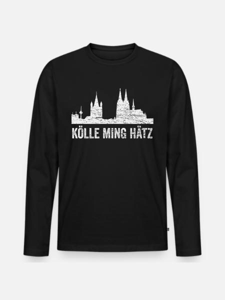 Köln Skyline - Männer Premium Bio Langarmshirt - Schwarz