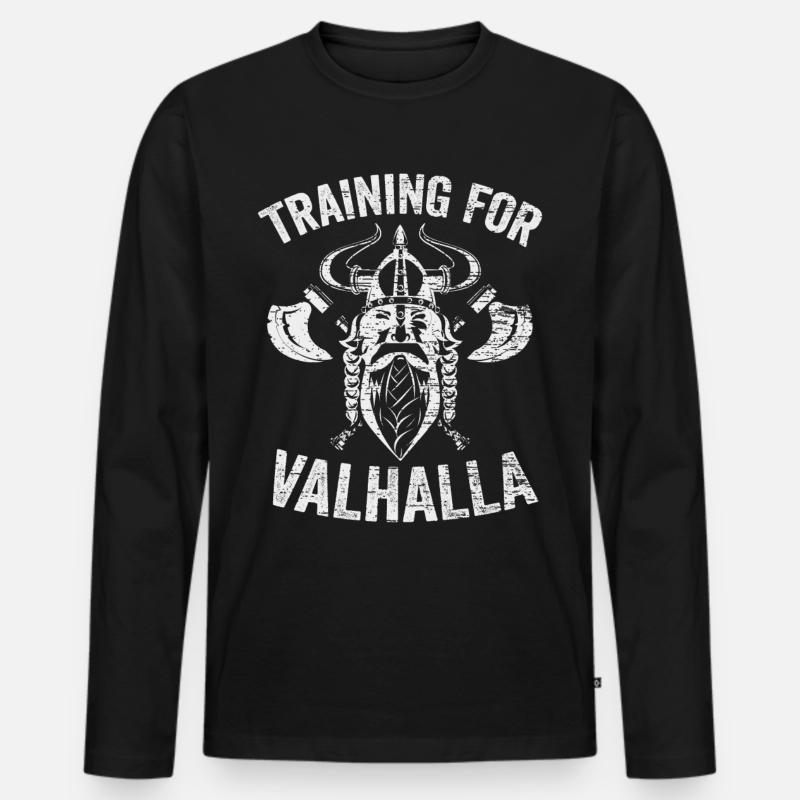 Wikinger Valhalla - Männer Premium Bio Langarmshirt - Schwarz