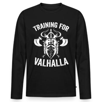 Odin Wikinger Valhalla Krieger Mittelalter - Männer Premium Bio Langarmshirt - Schwarz - Vorne - Nico (187cm)