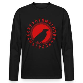 Viking corbeau mythologie voyante sorcière - T-shirt manches longues Premium bio Homme - noir - Devant - Nico (187cm)