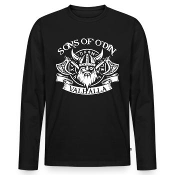 Sons of Odin Vikings warriors gods - Men's Premium Organic Long Sleeve Shirt - black - Front - Nico (187cm)