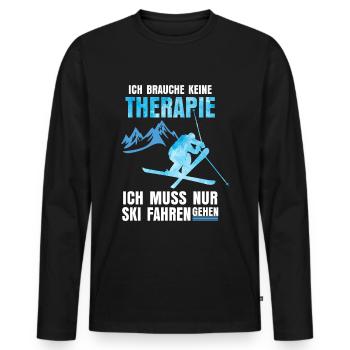 Ski Skier Therapie - Männer Premium Bio Langarmshirt - Schwarz - Vorne - Nico (187cm)