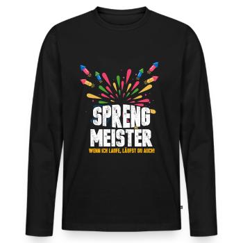 Feuerwerk Silvester Pyrotechnik Feiern Neujahr - Männer Premium Bio Langarmshirt - Schwarz - Vorne - Nico (187cm)