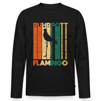 Taube Flamingo Ruhrpott Ruhrgebiet Retro - Männer Premium Bio Langarmshirt - Schwarz - Vorne - Nico (187cm)