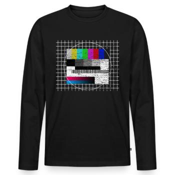 Testbild Oldschool 70er Fernsehen 80er Retro Motto - Männer Premium Bio Langarmshirt - Schwarz - Vorne - Nico (187cm)