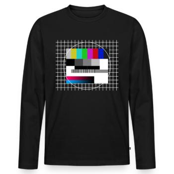 Modèle de test des années 90 télévision TV rétro - T-shirt manches longues Premium bio Homme - noir - Devant - Nico (187cm)