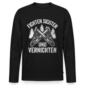 Wald Fichten Forst Natur Kettensäge Holz - Männer Premium Bio Langarmshirt - Schwarz - Vorne - Nico (187cm)