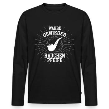 Pfeife - Männer Premium Bio Langarmshirt - Schwarz - Vorne - Nico (187cm)